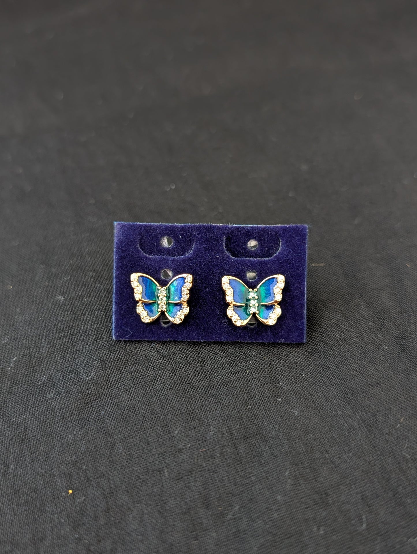 Butterfly Enamel CZ stud earrings