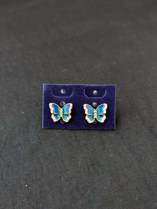 Butterfly Enamel CZ stud earrings