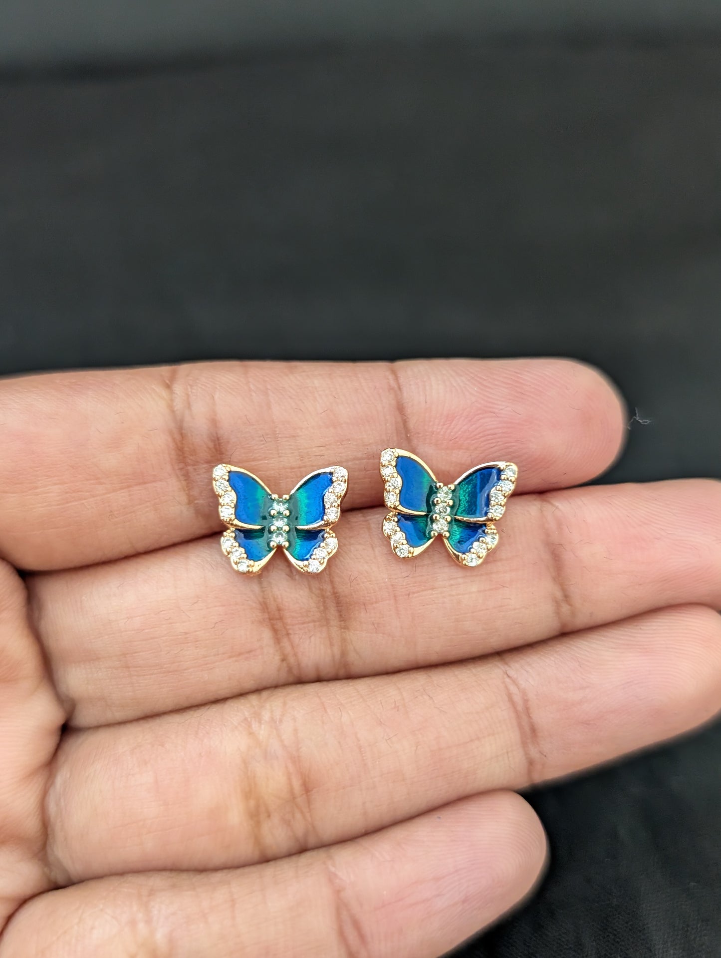 Butterfly Enamel CZ stud earrings