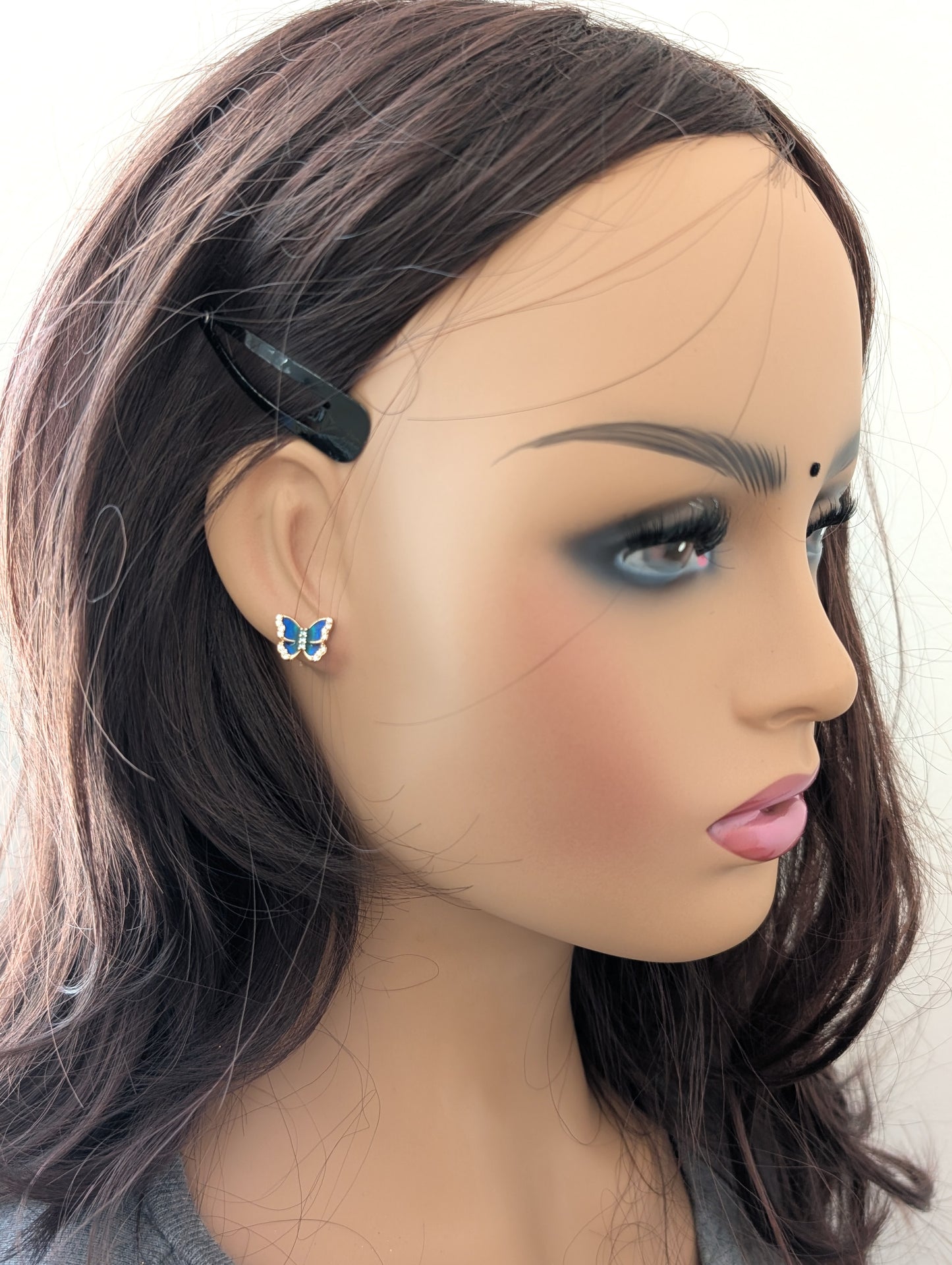 Butterfly Enamel CZ stud earrings