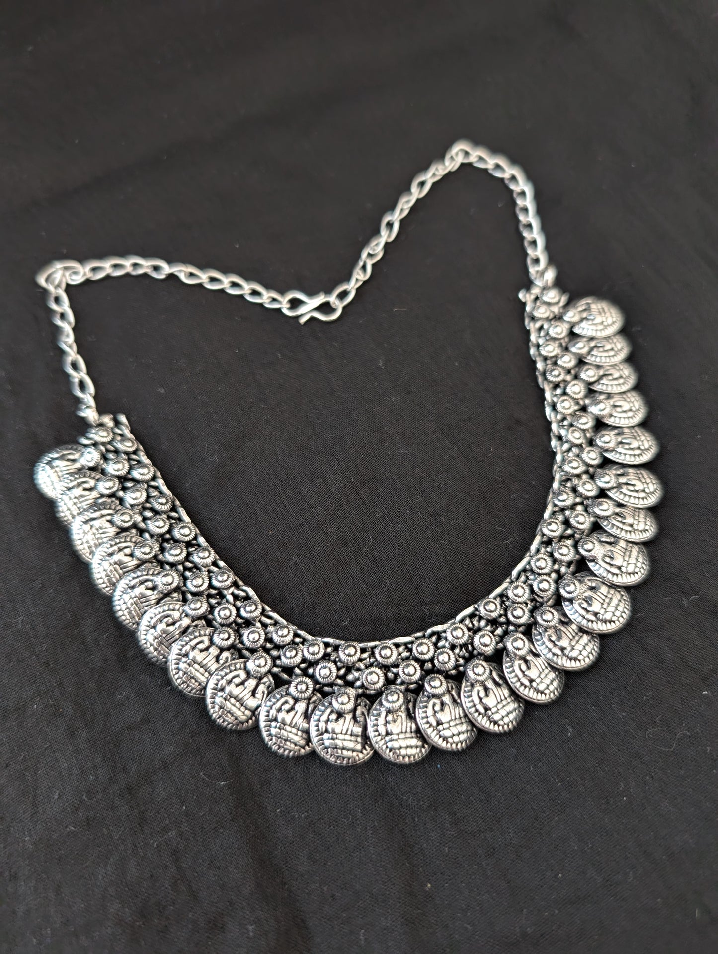 Oxidized silver Coin Choker Necklace