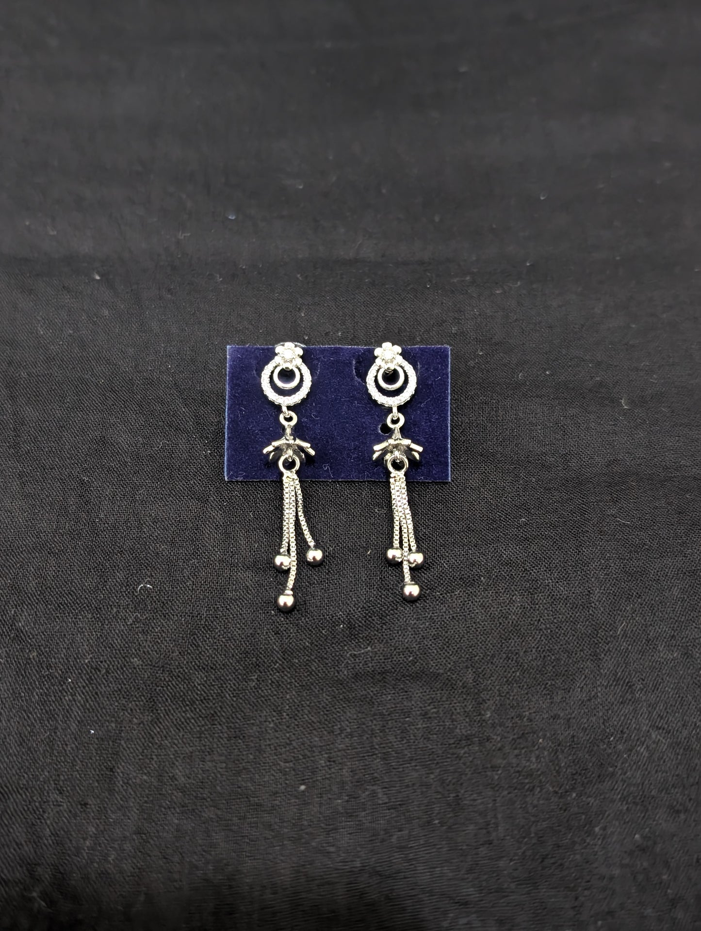 Mini Chandbali Stud CZ Tassel Earrings
