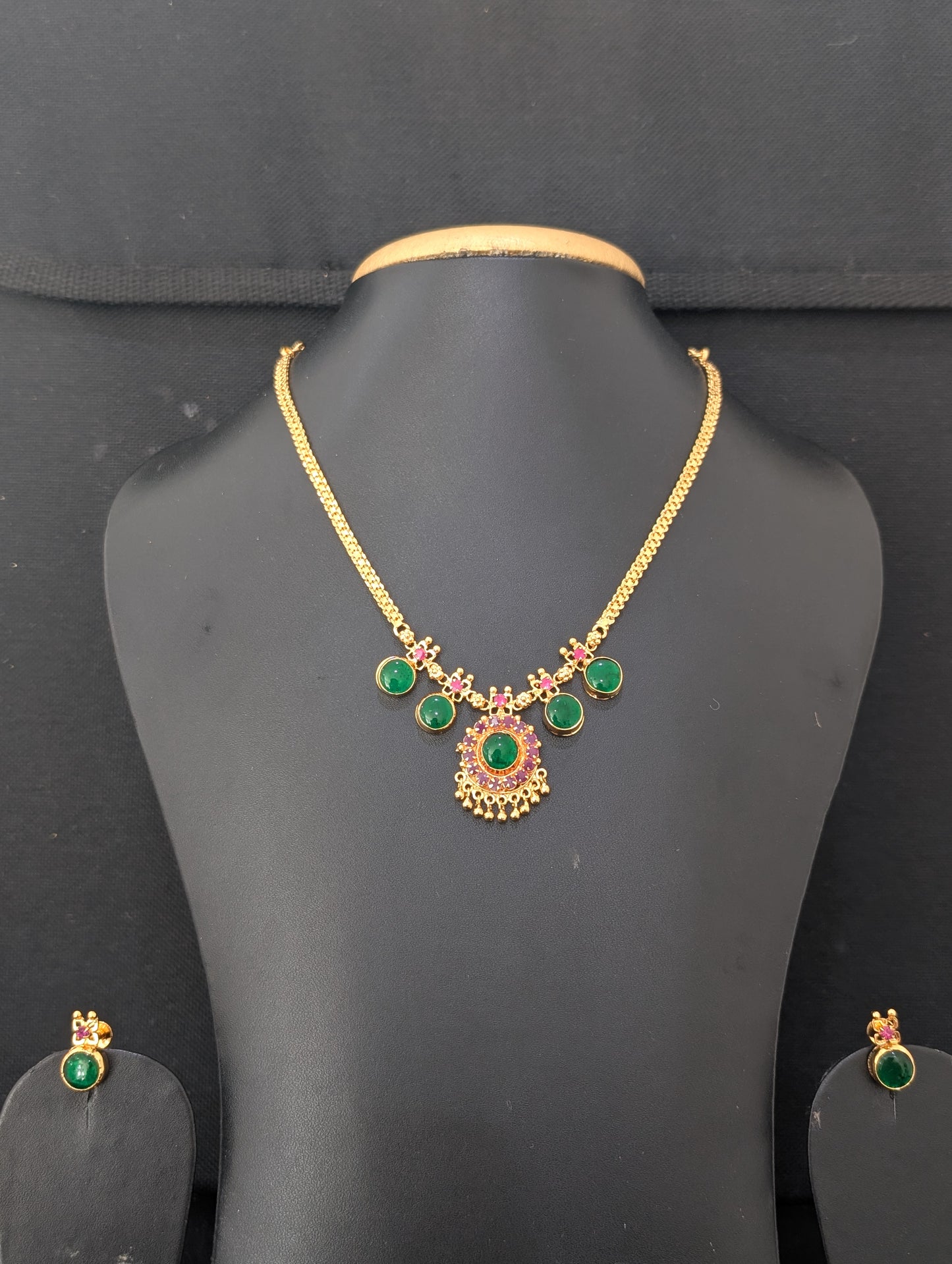 Micro gold plated Palakka style Necklace and Earrings set