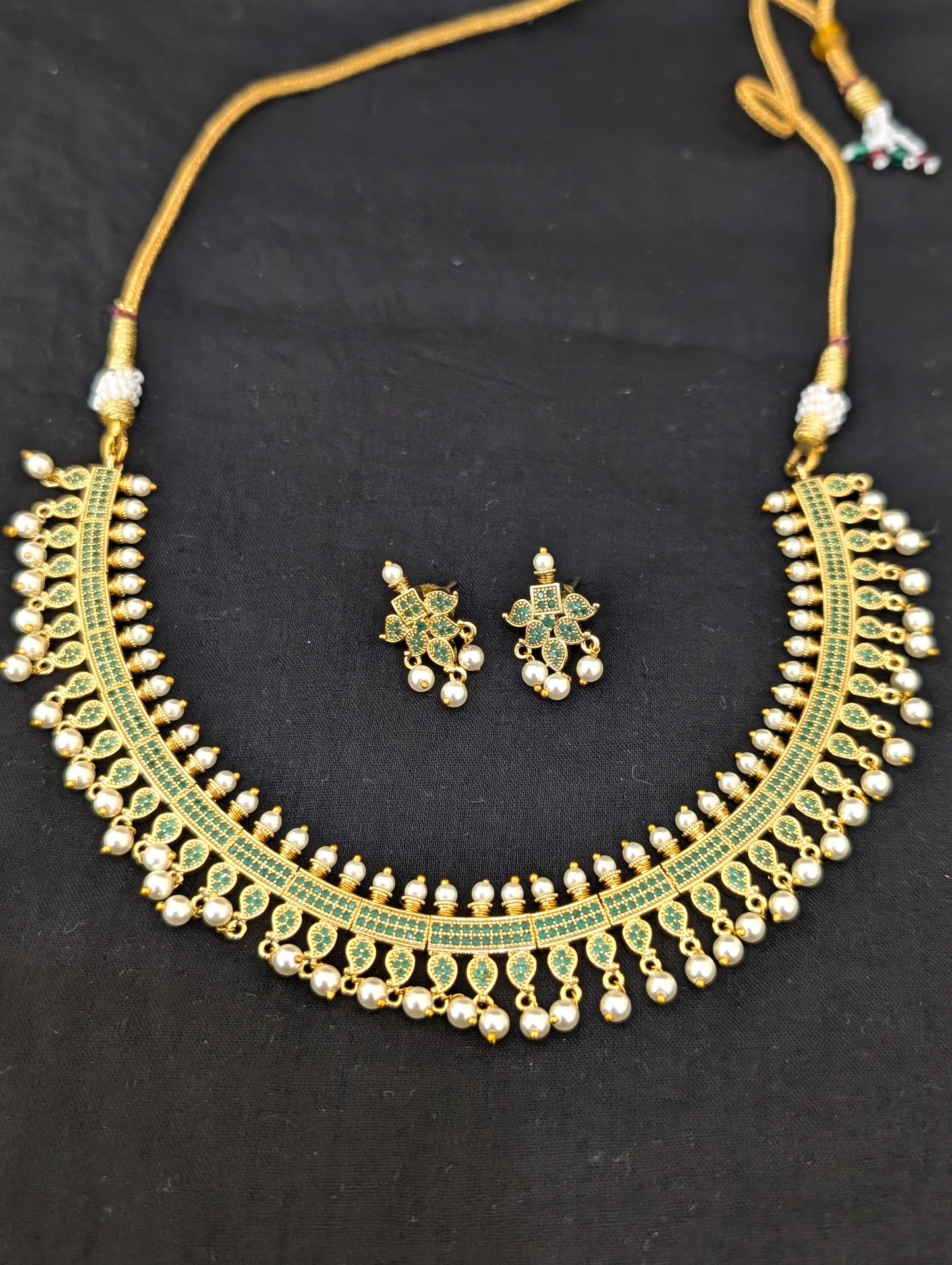 Traditional Mango design CZ Necklace and Earrings set