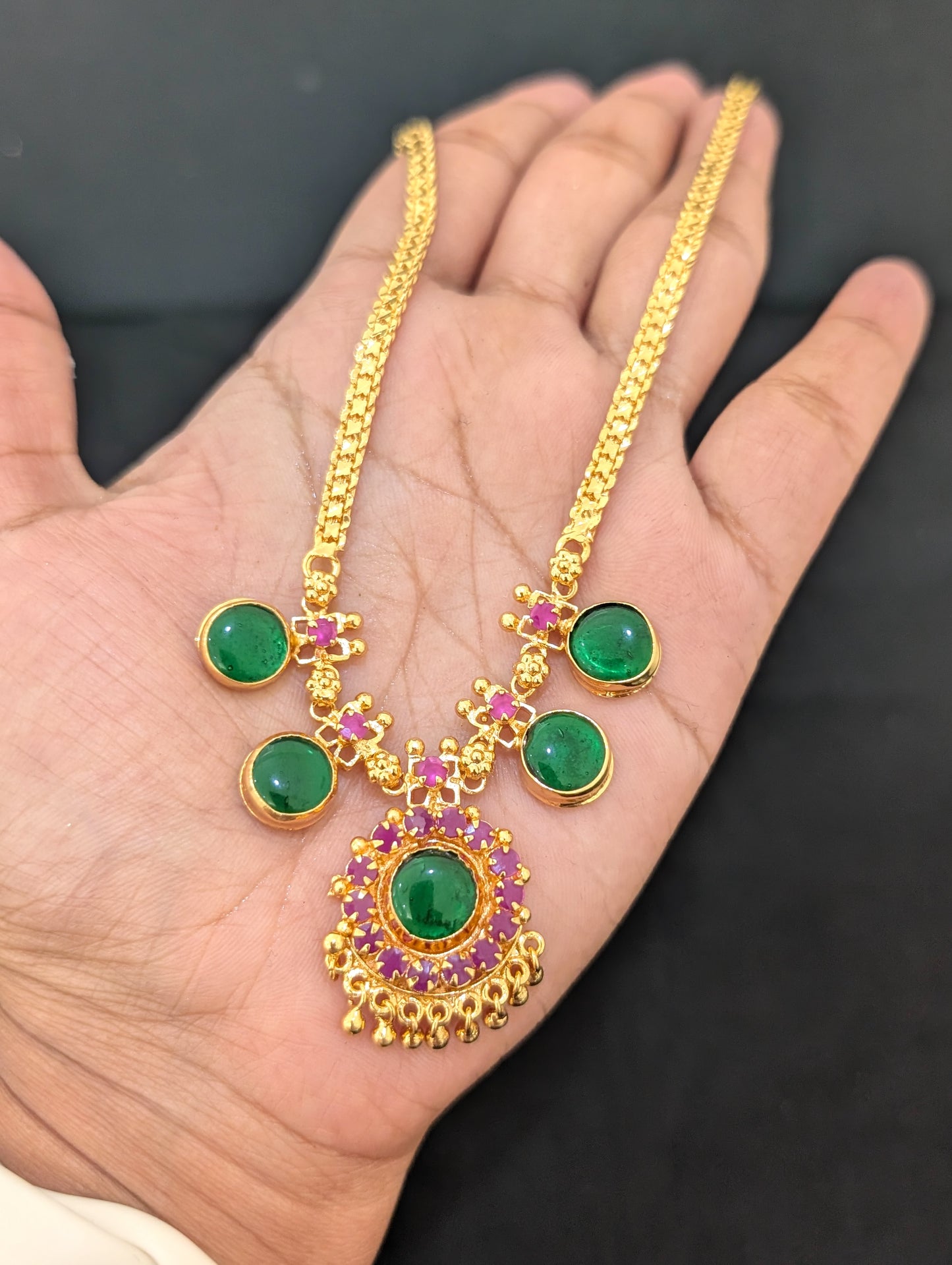 Micro gold plated Palakka style Necklace and Earrings set