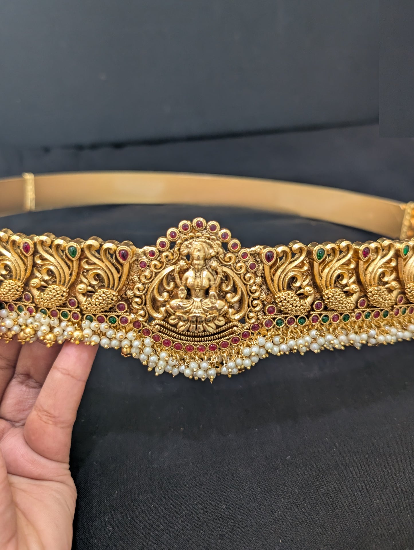 Antique Gold plated Kemp Lakshmi ji Hip Chain / Waist Belt / Belly Chain