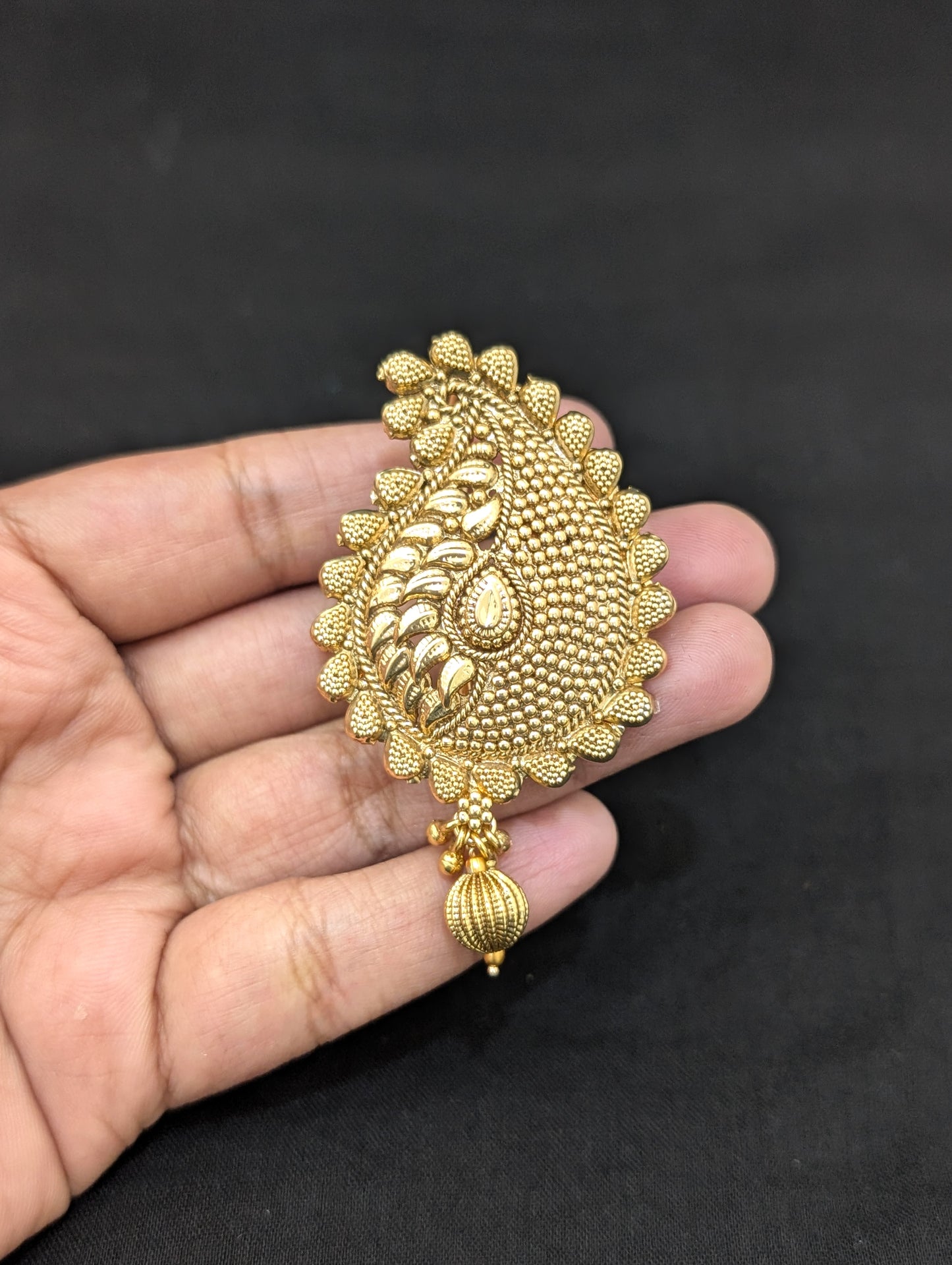 Light Gold plated Mango Clip on Hair Brooch - D2