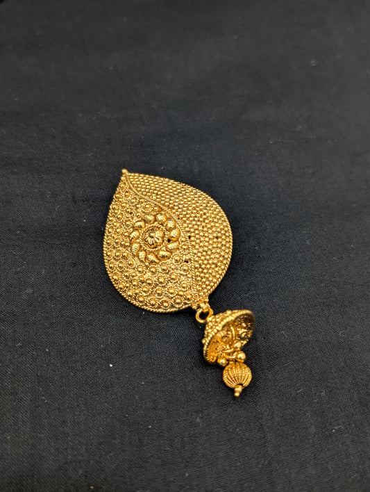 Gold plated Jhumka dangle Clip on Hair Brooch