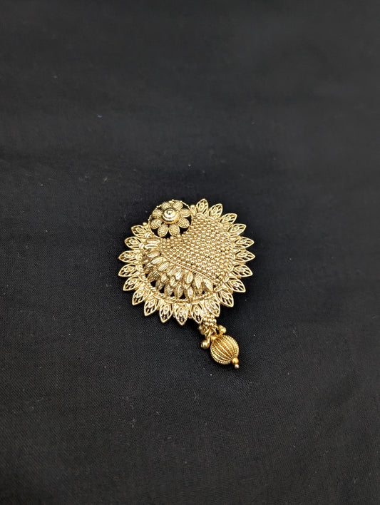 Light Gold plated Sunflower Clip on Hair Brooch
