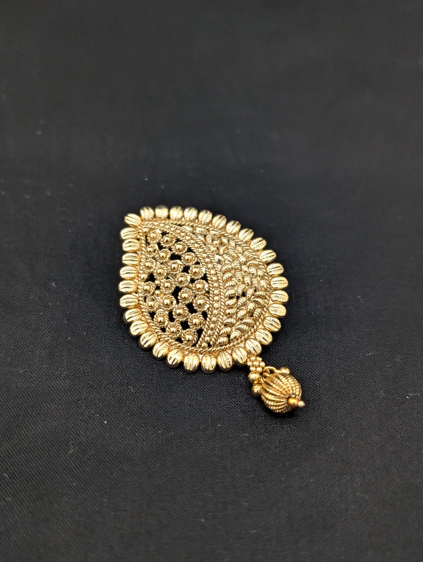 Light Gold plated Mango Clip on Hair Brooch - D1