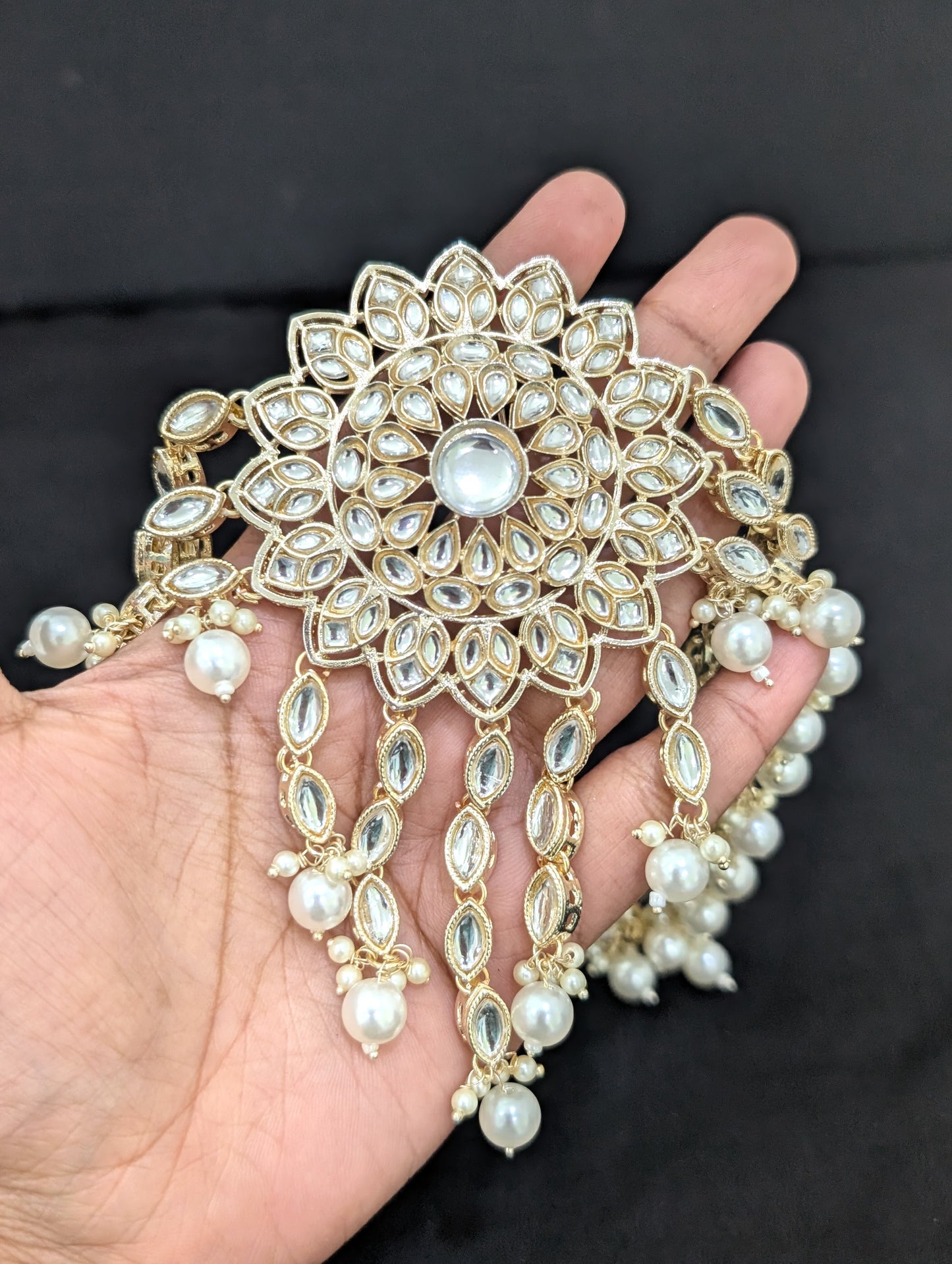 Kundan Bridal Clip on Hair brooch - D3