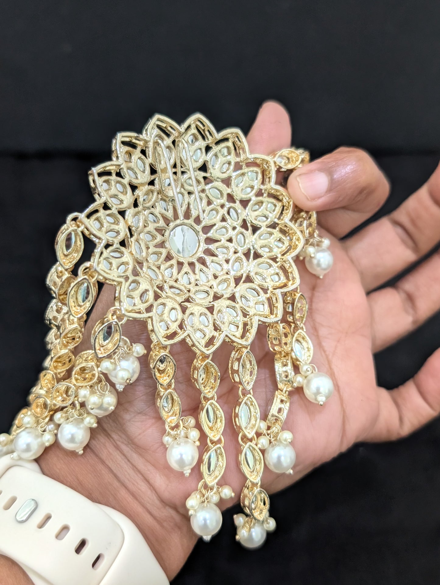 Kundan Bridal Clip on Hair brooch - D3