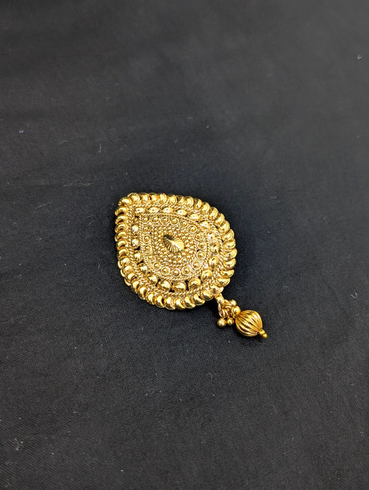 Gold plated Teardrop design Saree Brooch
