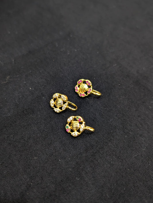 Medium size CZ stone Clip on Nose pin