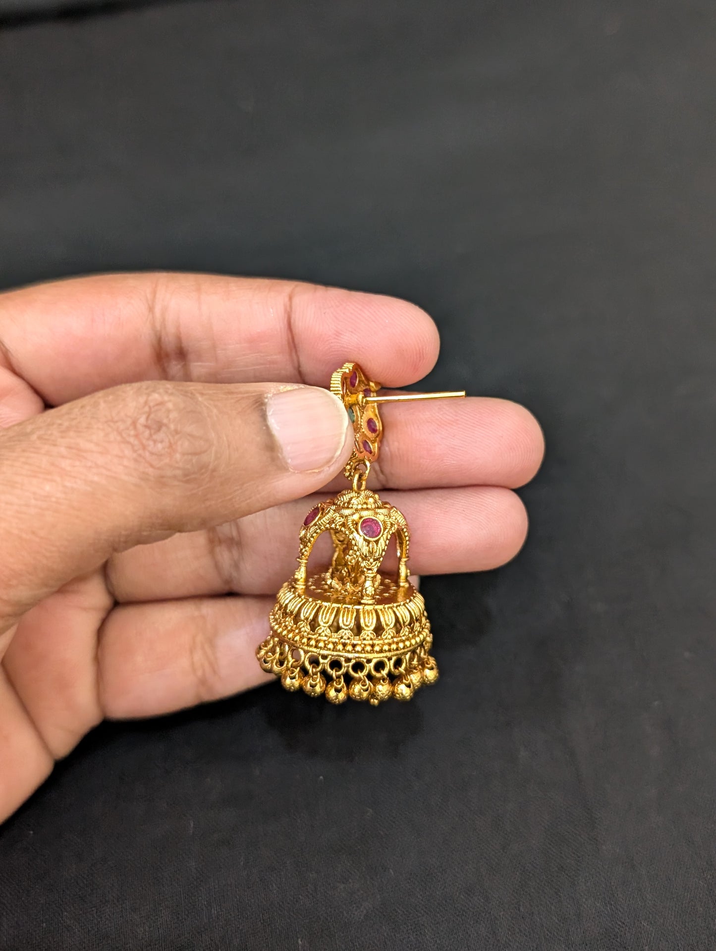 Goddess Lakshmi Kemp Antique Jhumka Earrings