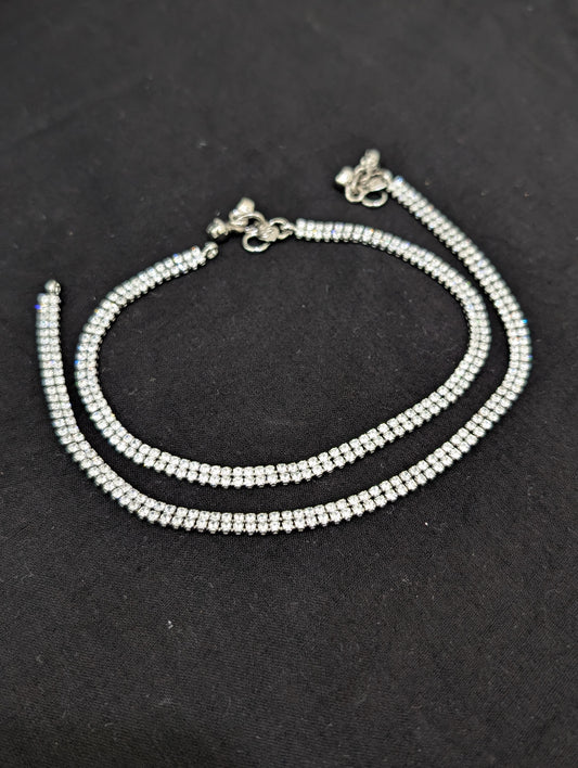 Dual line Simple CZ Anklets