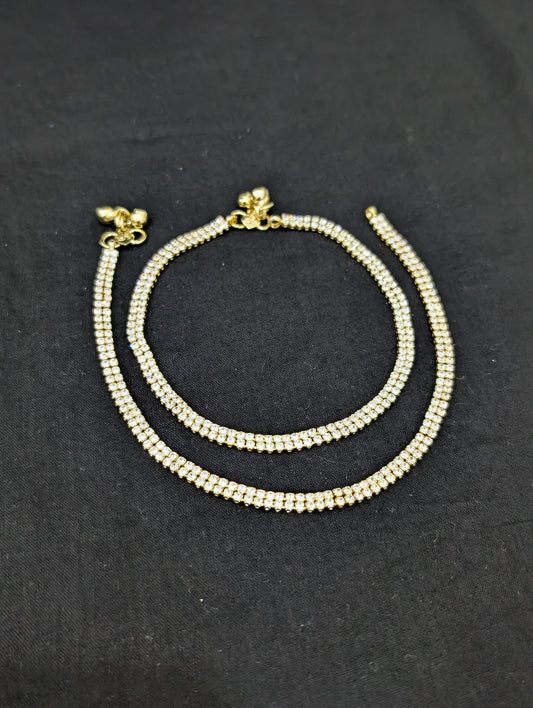 Dual line Simple CZ Anklets - Simpliful