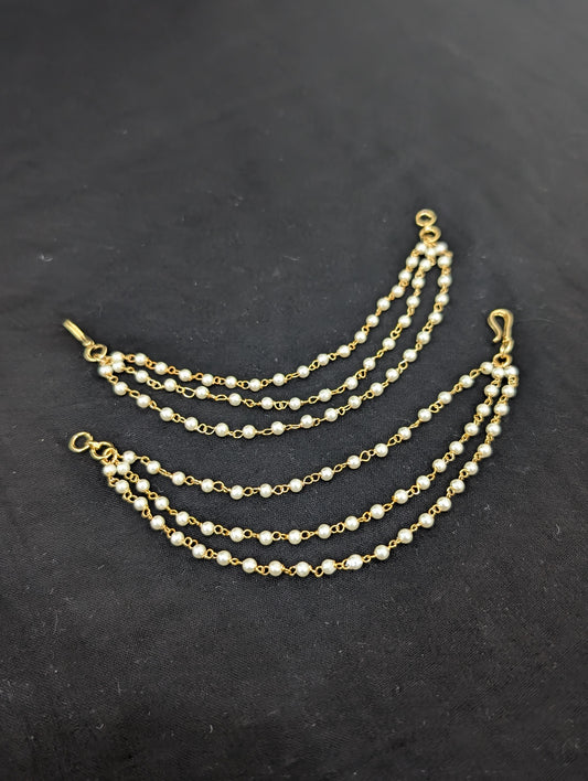 Triple layer mini pearl chain Earrings chain / Maatal / Kaan Chain