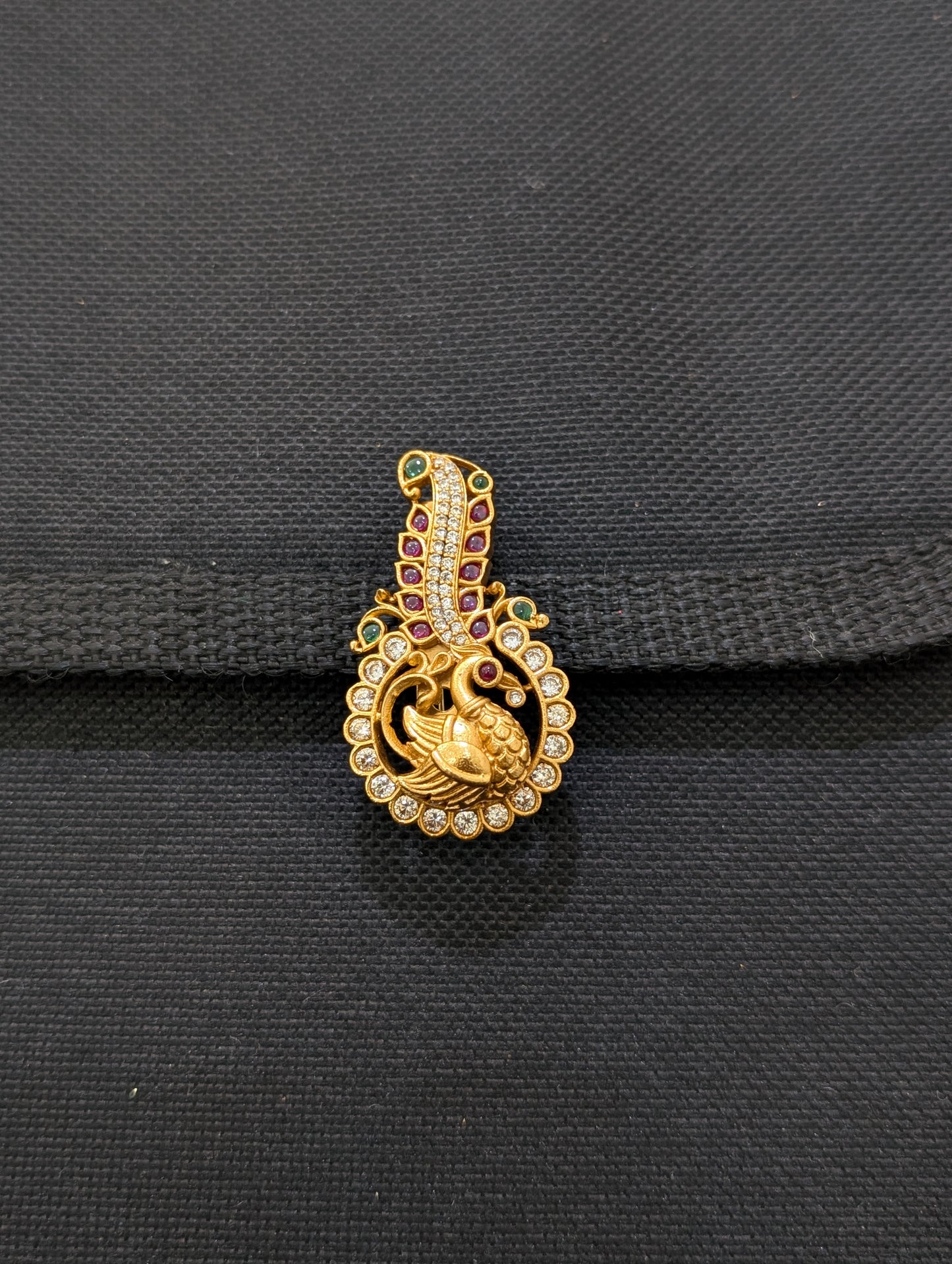 Orange Gold plated Swan design Saree Brooch