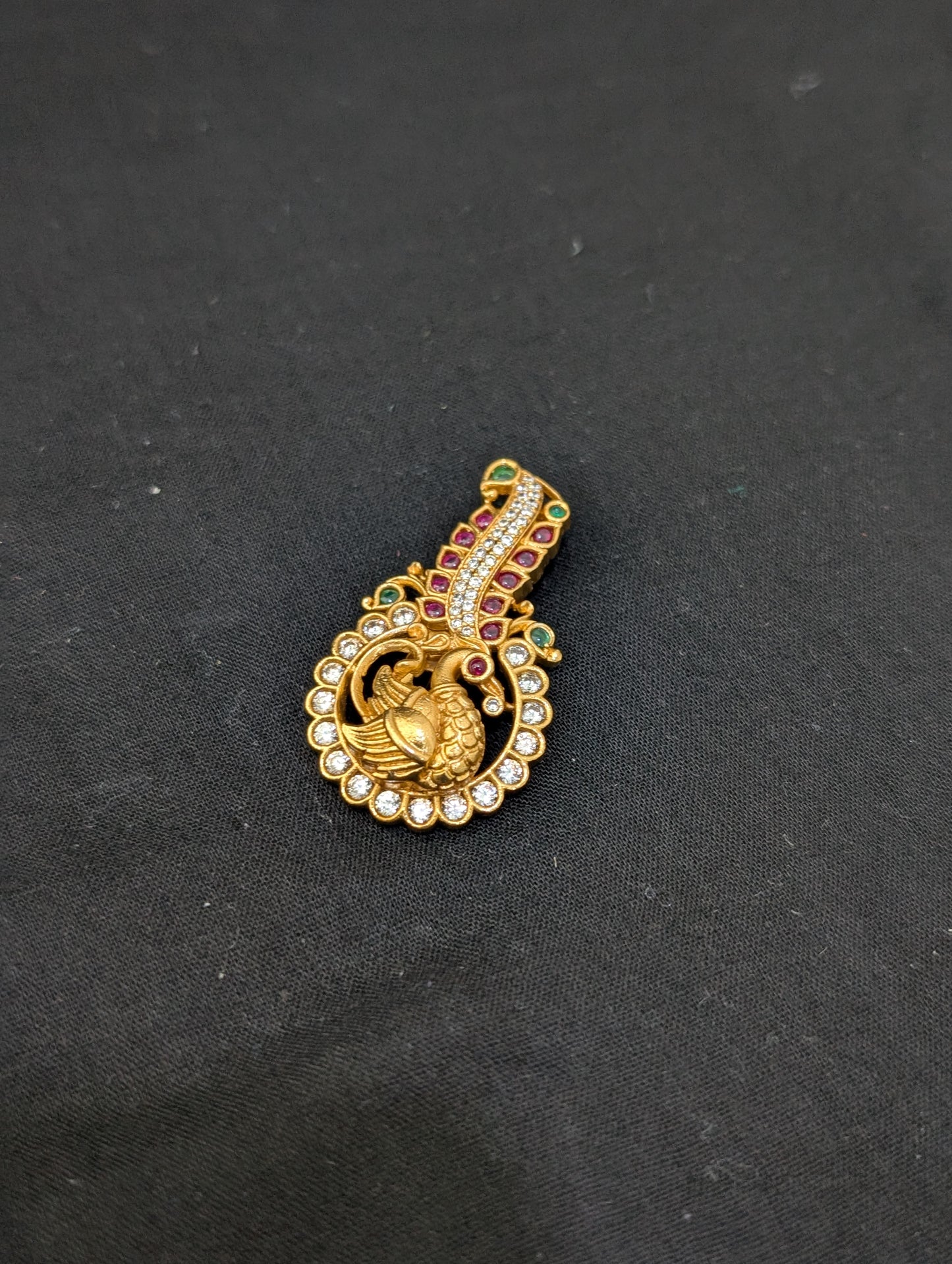 Orange Gold plated Swan design Saree Brooch