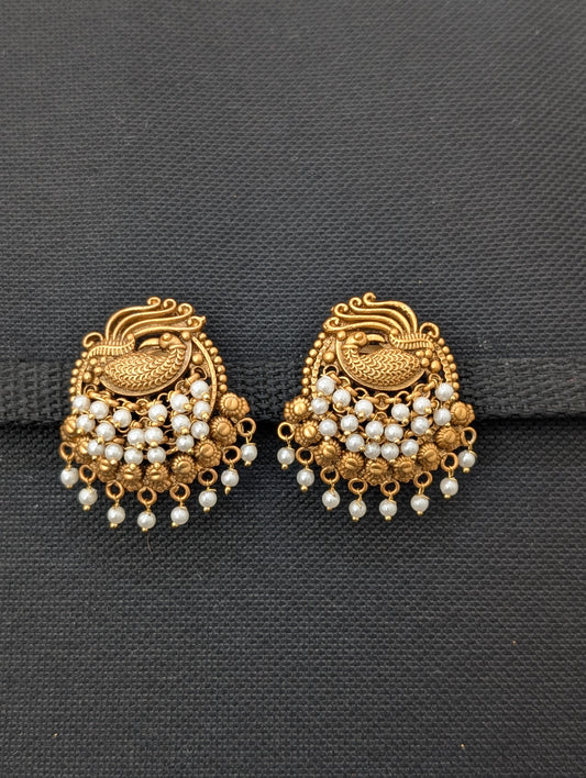 Peacock design Antique Chandbali Earrings