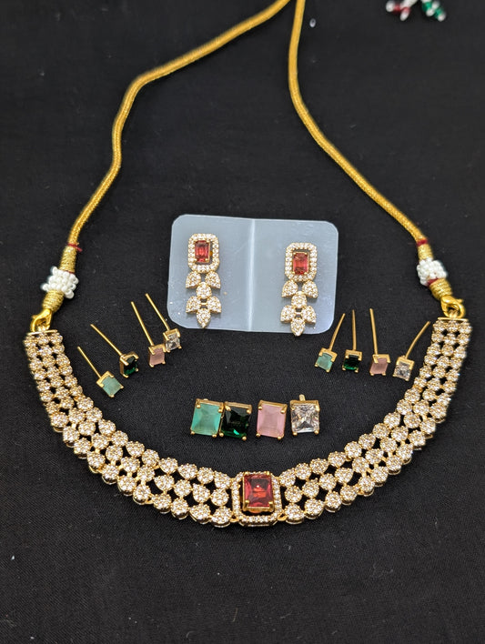 5 Colors changing Choker Necklace and Earrings set