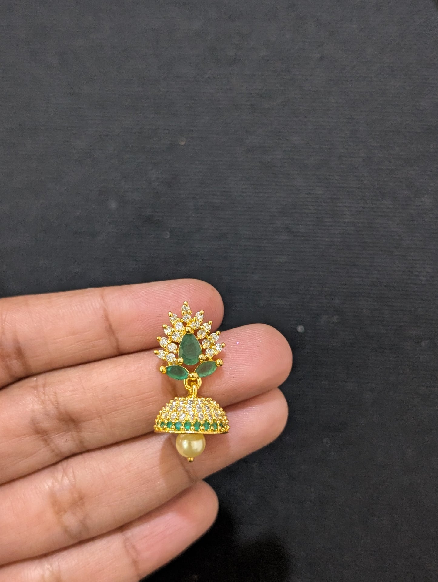 Small CZ Jhumka Earrings - D6