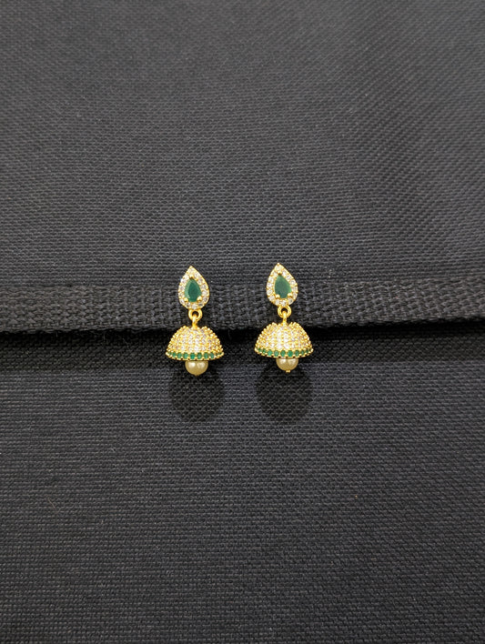Small CZ Jhumka Earrings - D7 - Simpliful