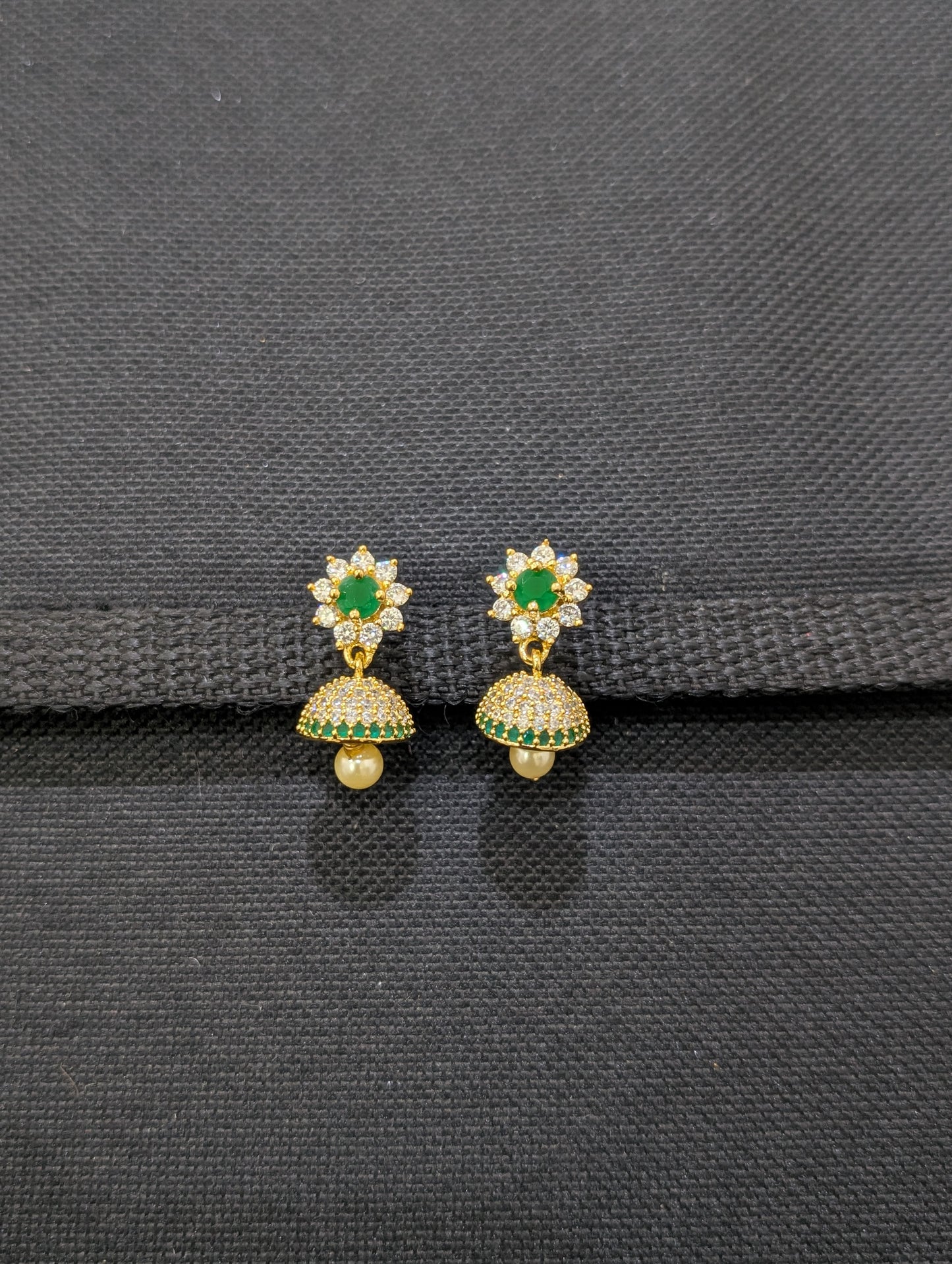 Small CZ Jhumka Earrings - D8