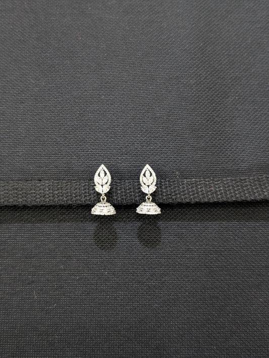 Teardrop Stud Shiny CZ Mini Jhumka Earrings