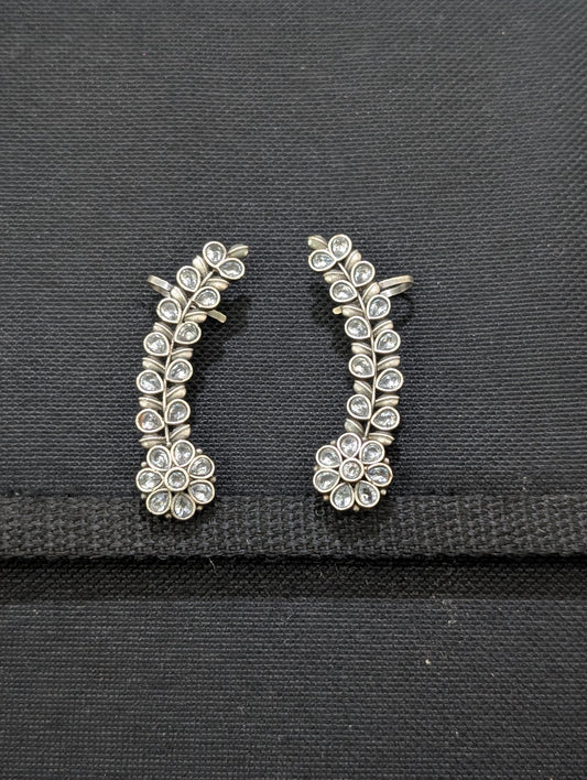 German silver CZ Cuff earrings