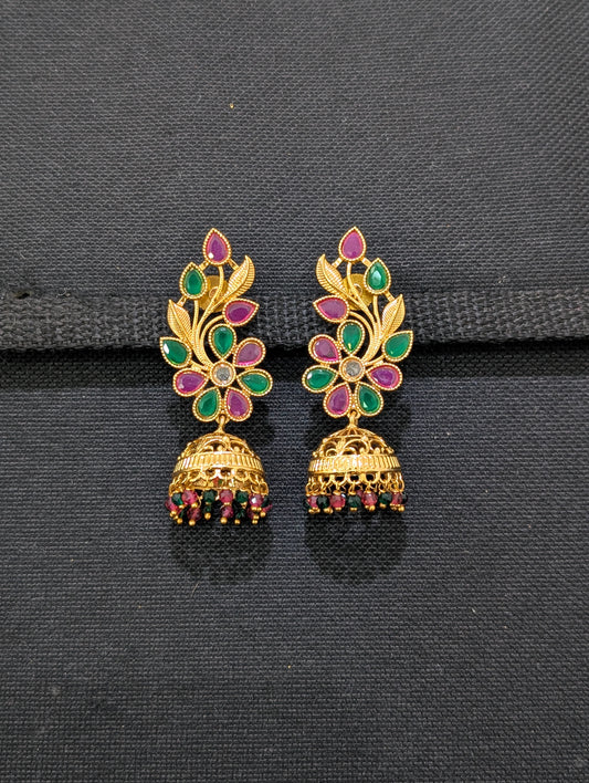 Gold plated Designer Polki Jhumka Earrings