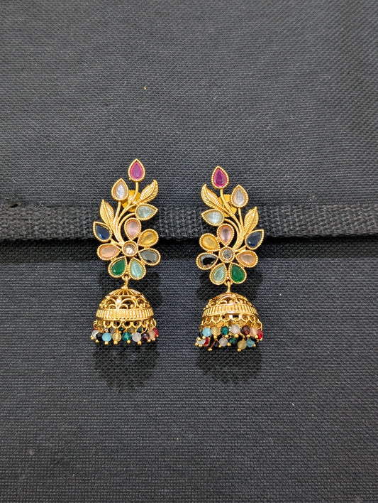 Gold plated Designer Polki Jhumka Earrings