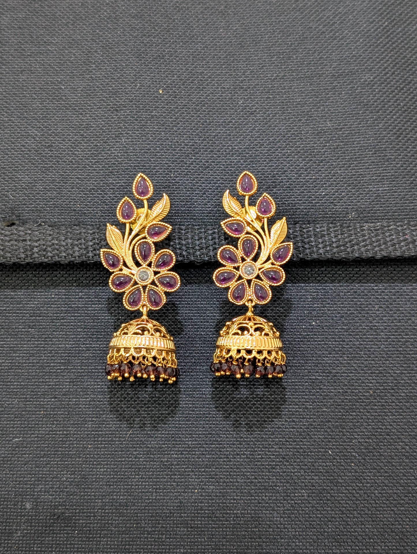 Gold plated Designer Polki Jhumka Earrings