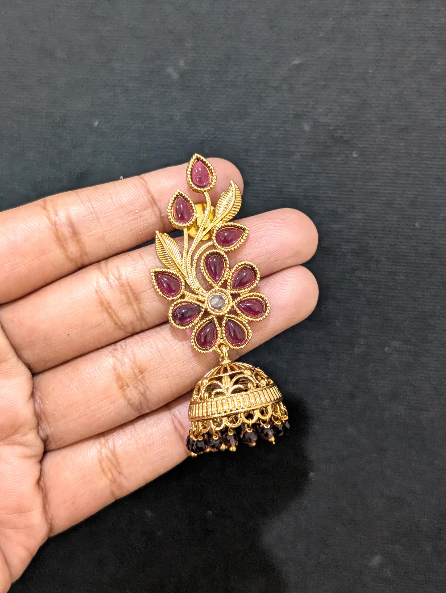 Gold plated Designer Polki Jhumka Earrings