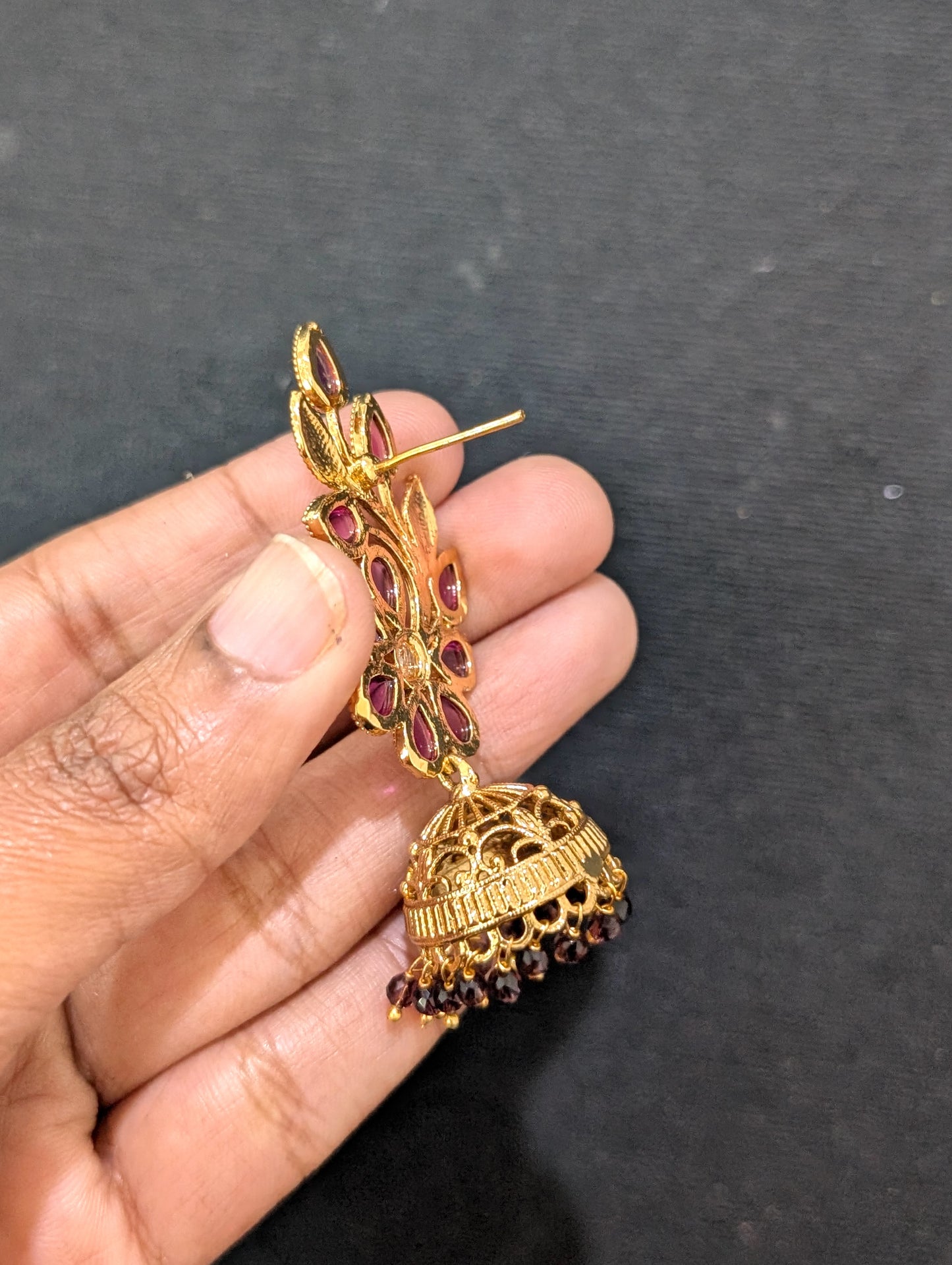 Gold plated Designer Polki Jhumka Earrings