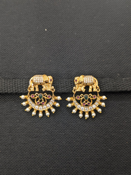 Elephant design Antique Chandbali Earrings