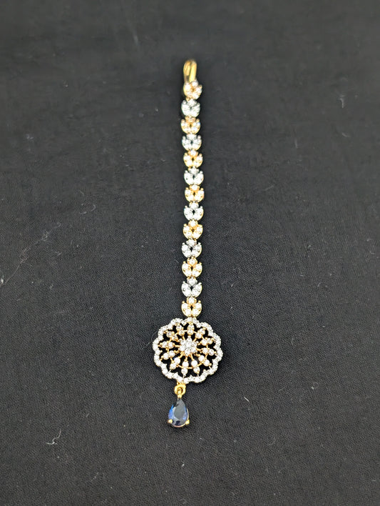 Flower design One gram gold plated CZ Maang Tikka