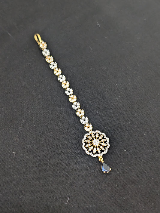 Flower design One gram gold plated CZ Maang Tikka