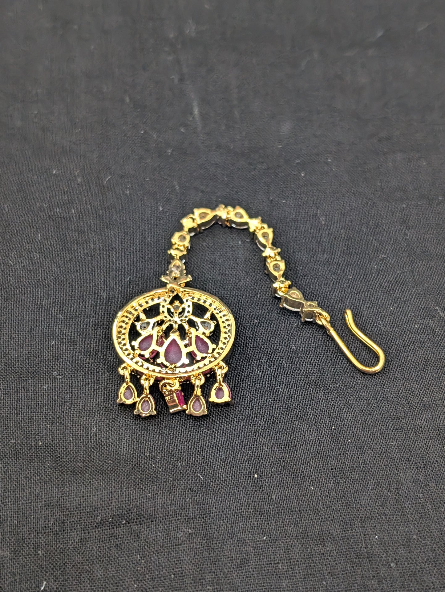 Chandbali design One gram gold plated CZ Maang Tikka