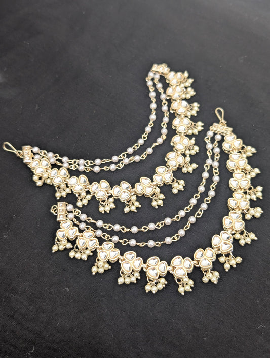 Kundan Triple layer Earrings chain / Maatal / Kaan Chain - D1