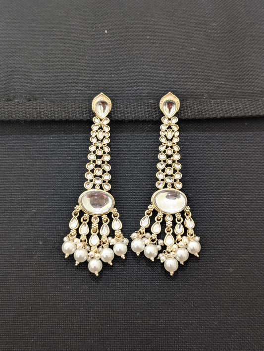 Glass Kundan stone Statement Dangle Earrings
