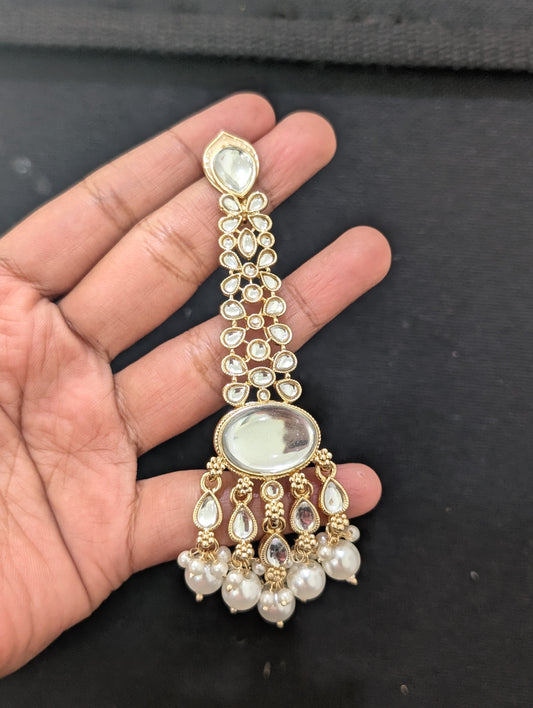 Glass Kundan stone Statement Dangle Earrings