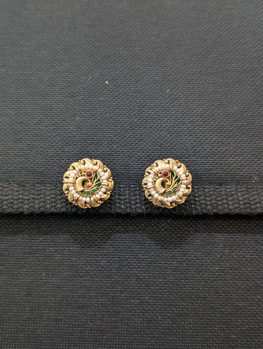 Antique Gold Peacock Stud earrings