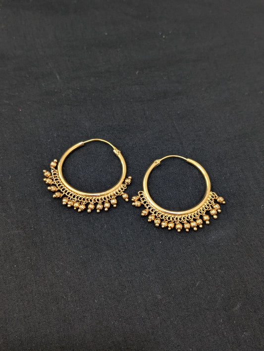Beaded Gold plated hoop earrings