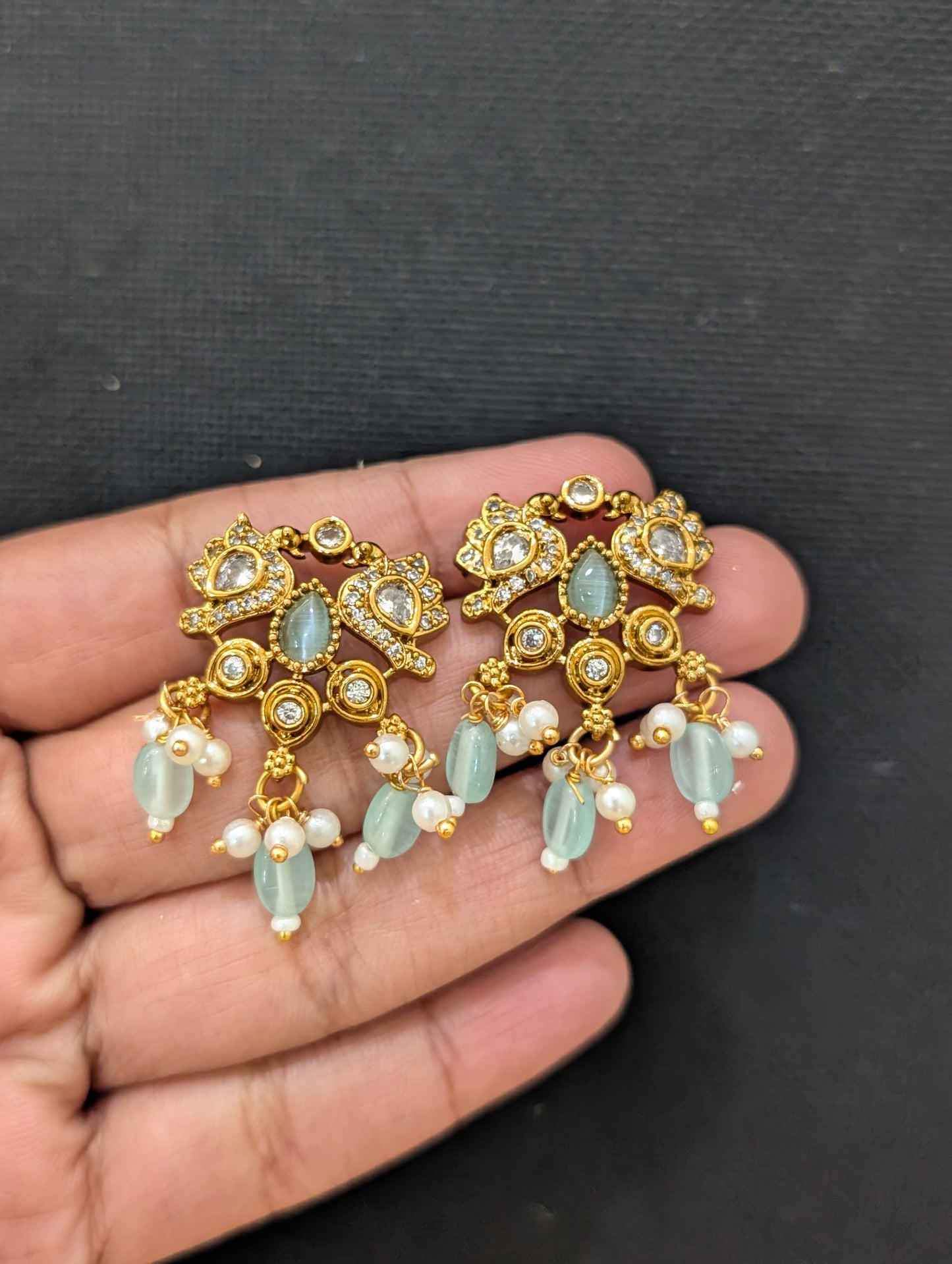 Hasli Peacock Choker Necklace and Earrings set