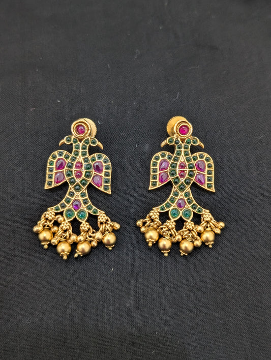 Peacock design Antique Chandbali Earrings