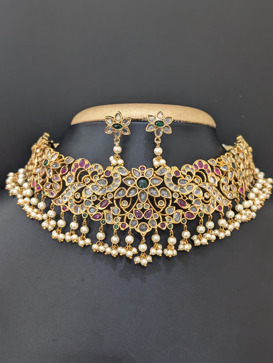 Kemp stone Grand Choker Necklace and Earrings set