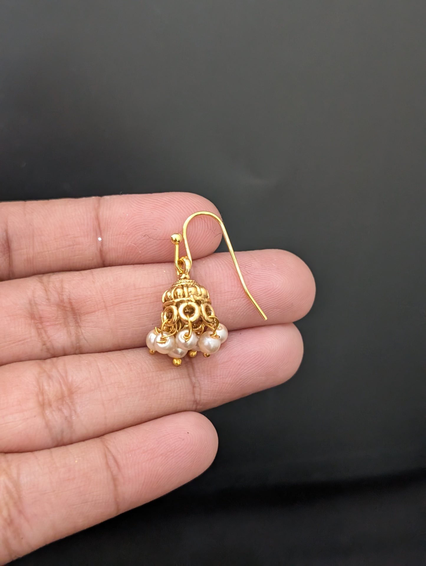 Gold plated mini hook drop jhumka