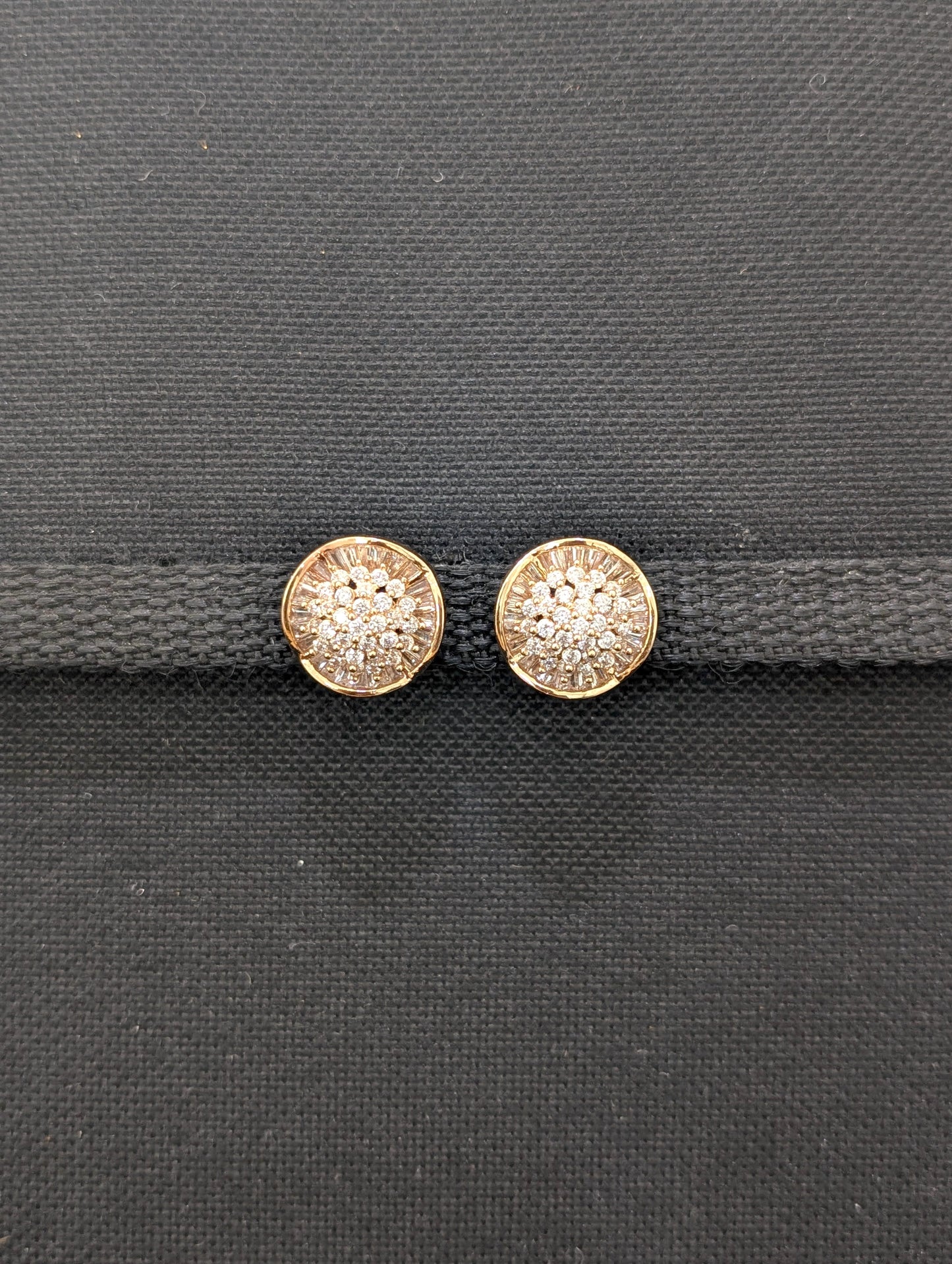 Curvy Round gold plated CZ Stud Earrings